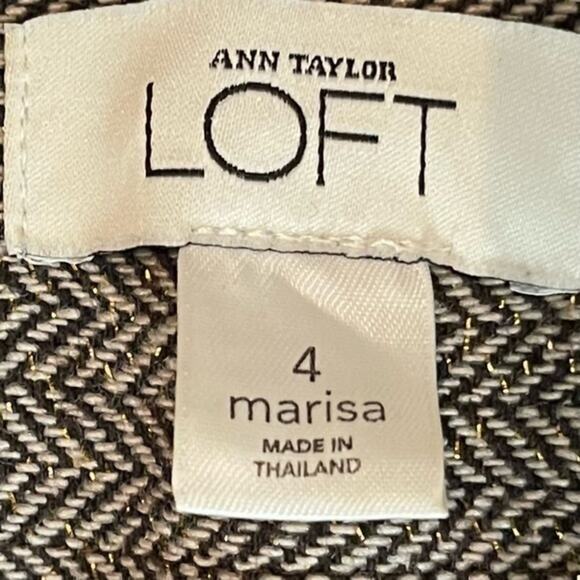 LOFT Brown Tan Wide Leg Herringbone Academia Cuffed Dress Pants NWOT Size 4 - Picture 7 of 11